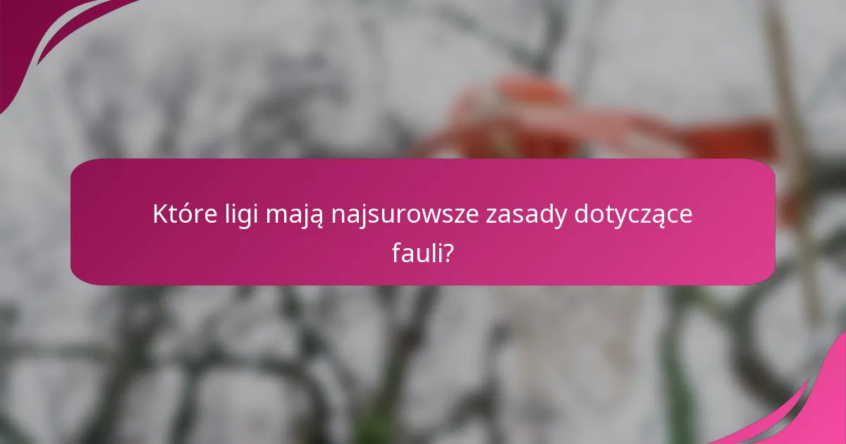 Które ligi mają najsurowsze zasady dotyczące fauli?
